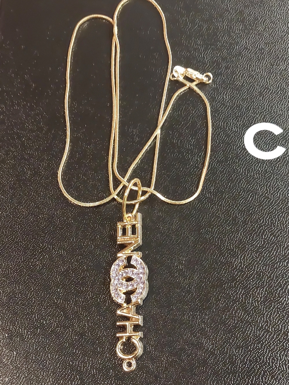 CC Gold-Tone Lavender Crystal Charm Pendant Necklace - Picture 2 of 3